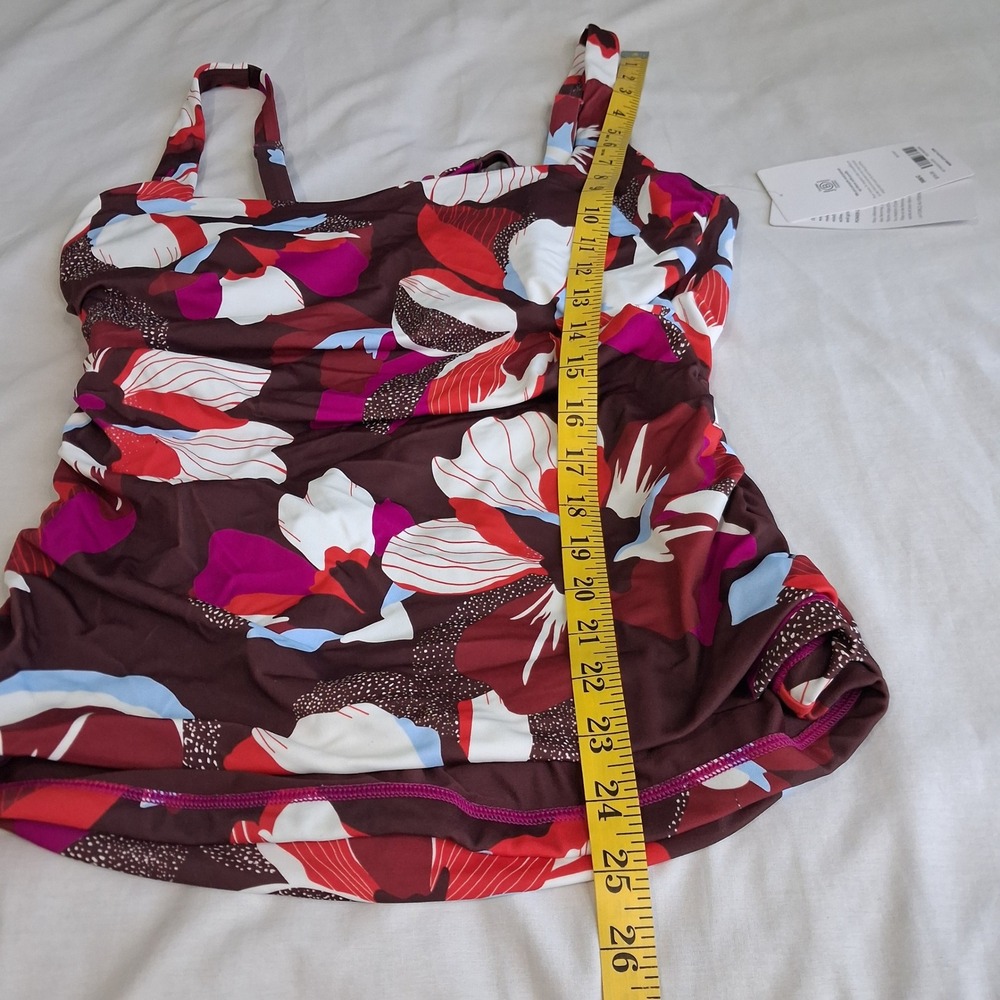 Athleta Womens Bra Top Tankini Top Brown Pink White 38 B/C New Tropical Swimwear - Picture 6 of 11